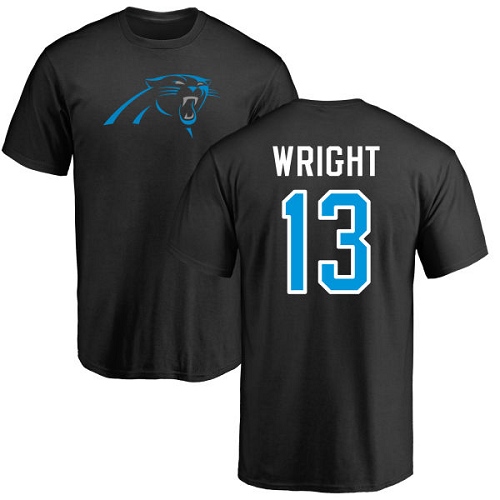 Carolina Panthers Men Black Jarius Wright Name and Number Logo NFL Football #13 T Shirt->nfl t-shirts->Sports Accessory